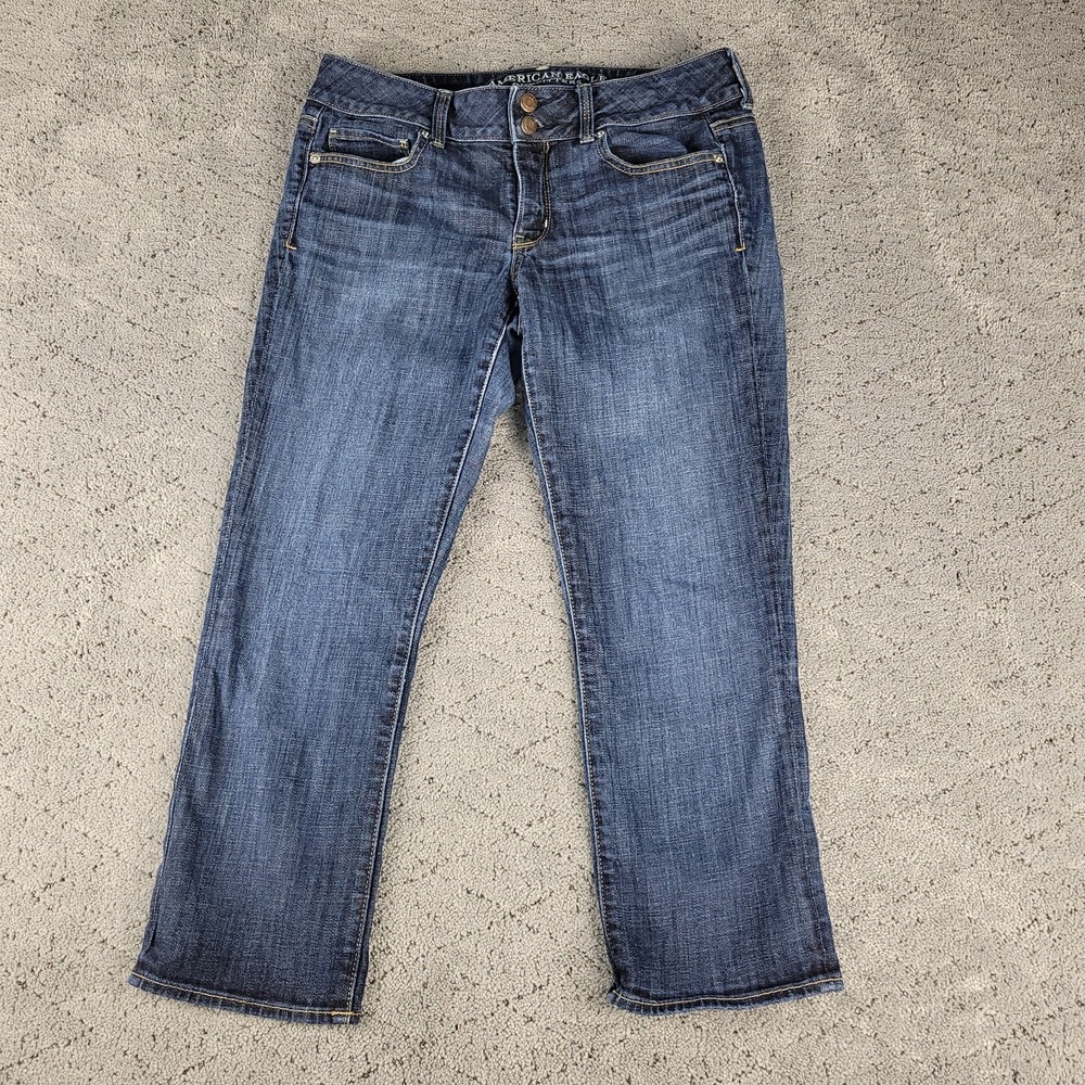 American Eagle Outfitters Women's Blue Ankle Crop Jeans